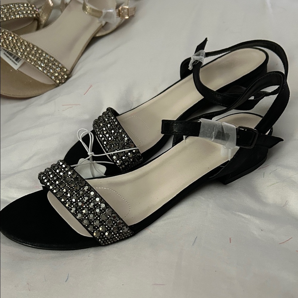 Elegant Black Embellished Women's Sandals
